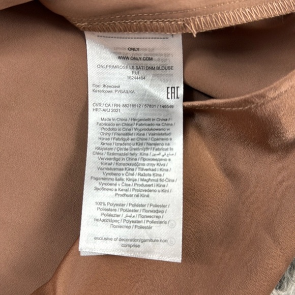 NWT European Style Only Primrose Long Sleeve Satin Shirt Dress in Beaver Fur - Picture 3 of 11